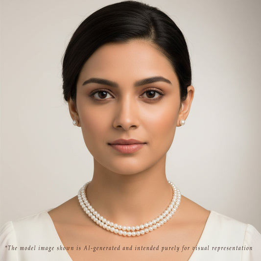 6.0-7.0mm White Round Freshwater Pearl Necklace - AA Quality