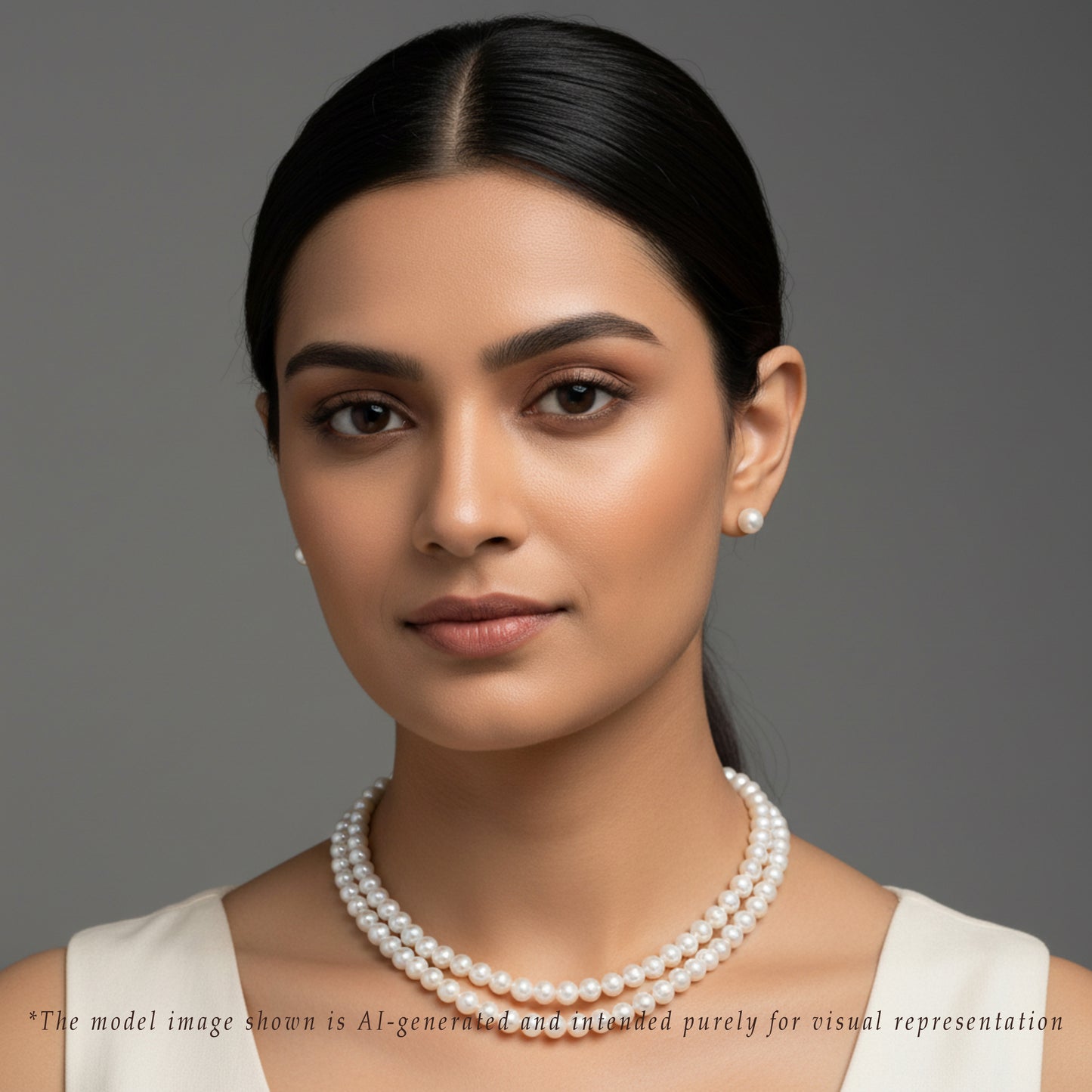 7.0-8.0mm Round White Freshwater Pearl Necklace Set - AA Quality