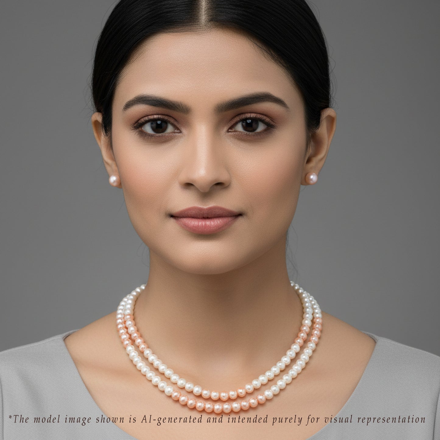 6.0-7.0mm Multicolor Near Round Freshwater Pearl Necklace Set - AA Quality