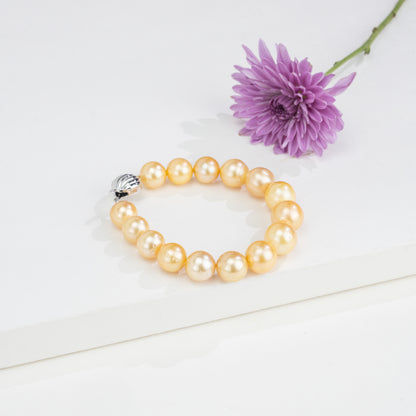 12.0-13.0mm Round Golden South Sea Pearl Bracelet - AA Quality