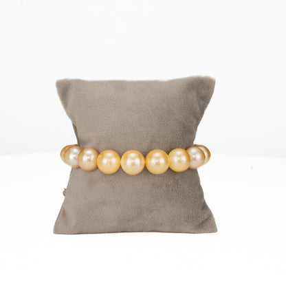12.0-13.0mm Round Golden South Sea Pearl Bracelet - AA Quality