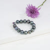 13.0-14.0mm Round Black Tahitian Saltwater Pearl Bracelet - AA Quality