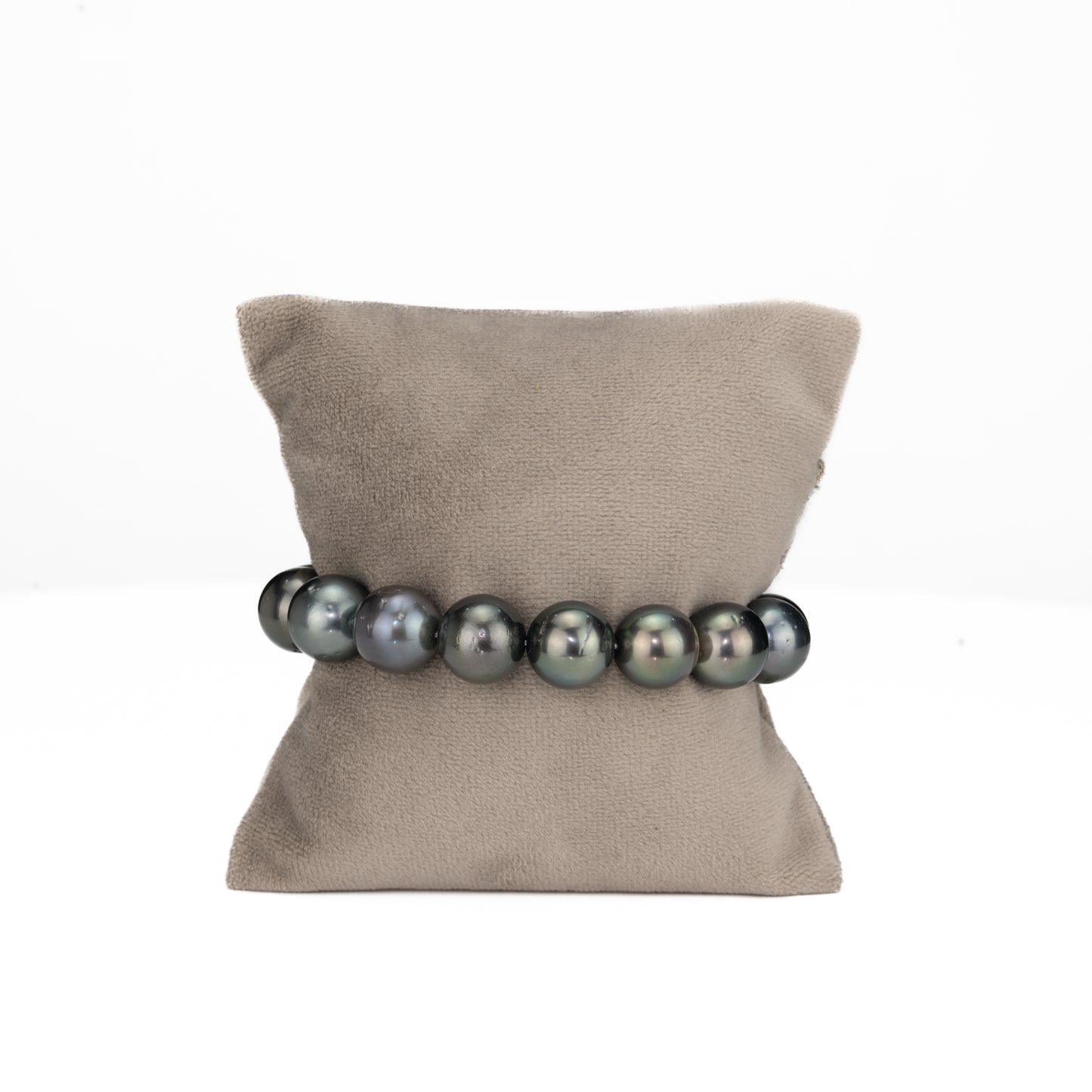 12.0-13.0mm Round Black Tahitian Saltwater Pearl Bracelet - AA Quality