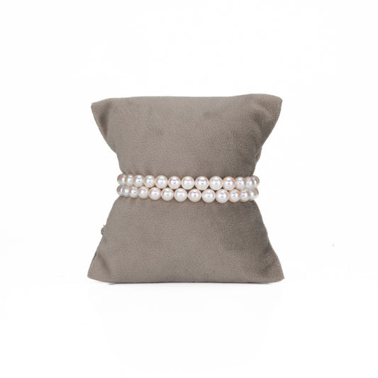 6.0-7.0mm Round White Akoya Saltwater Pearl Bracelet - AA Quality