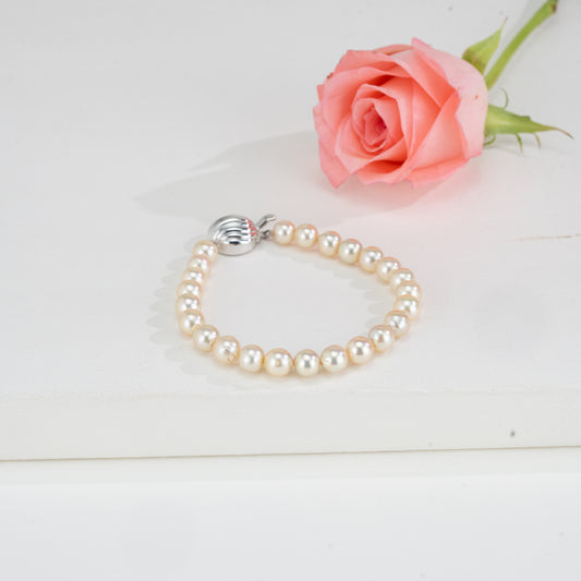 6.0-7.0mm Round Golden Akoya Saltwater Pearl Bracelet - AA Quality