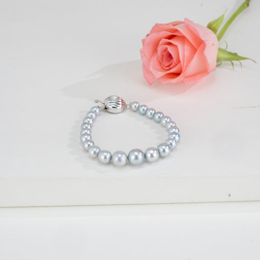 Grading Grey Round Akoya Saltwater Pearl Bracelet - AA Quality
