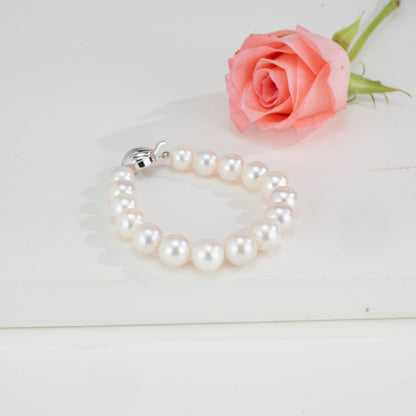 10.0-11.0mm White Round South Sea Pearl Bracelet -AA Quality