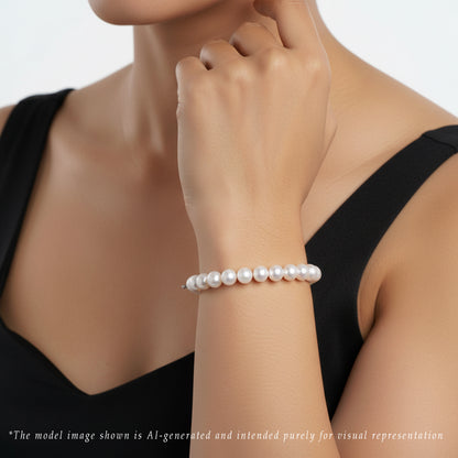 8.0-9.0mm White Round Grading Akoya Saltwater Pearl Bracelet - A Quality