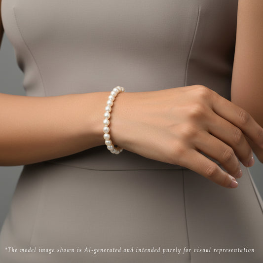 7.0-8.0mm Round Golden Akoya Saltwater Pearl Bracelet - AA Quality