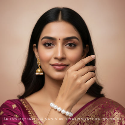 10.0-11.0mm White Round South Sea Pearl Bracelet -AA Quality