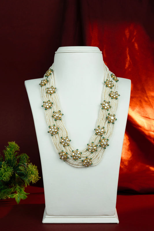 Royal Pearl Emerald Side-Piece Necklace