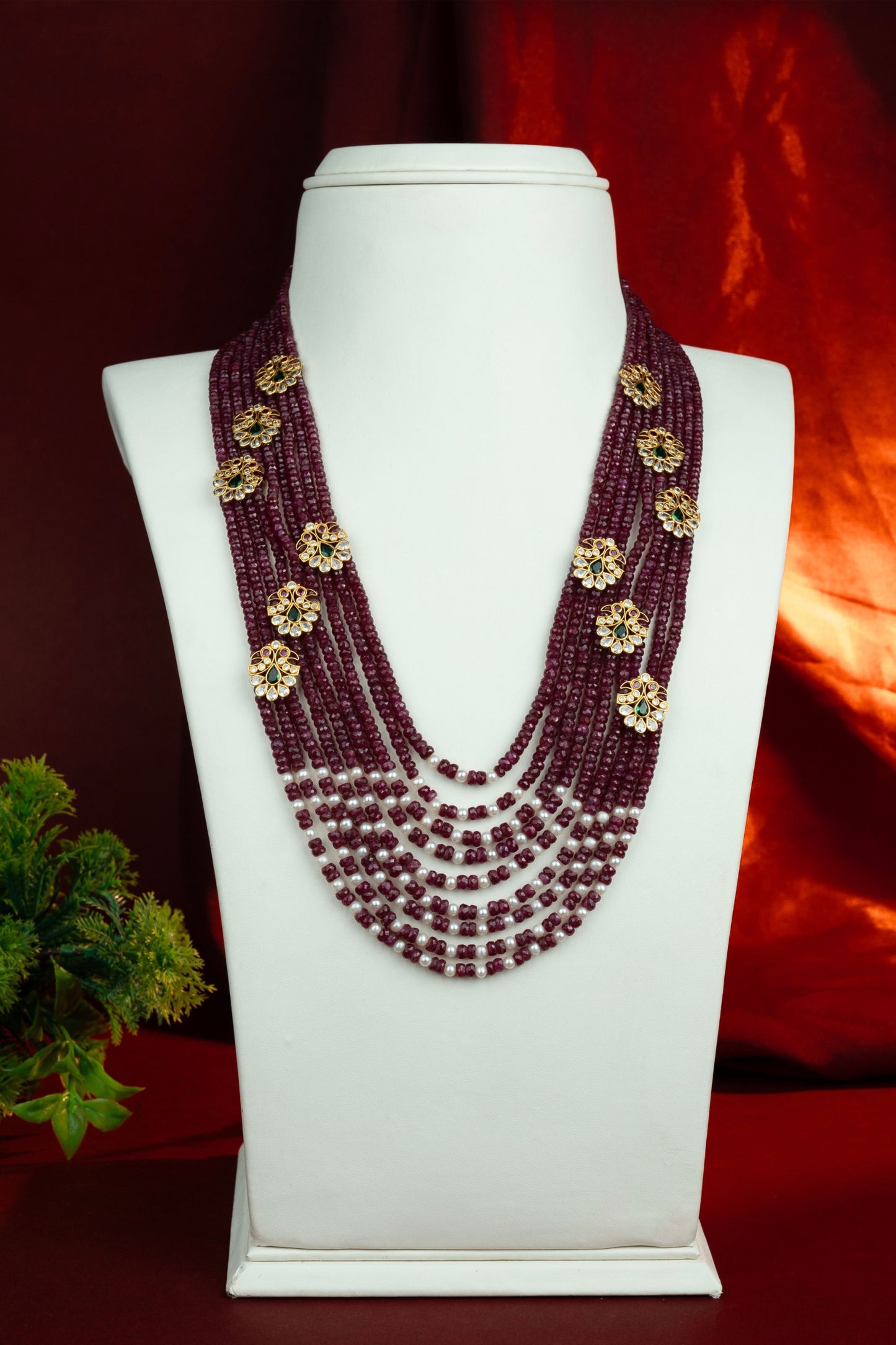 Majestic Natural Ruby Side Piece Necklace