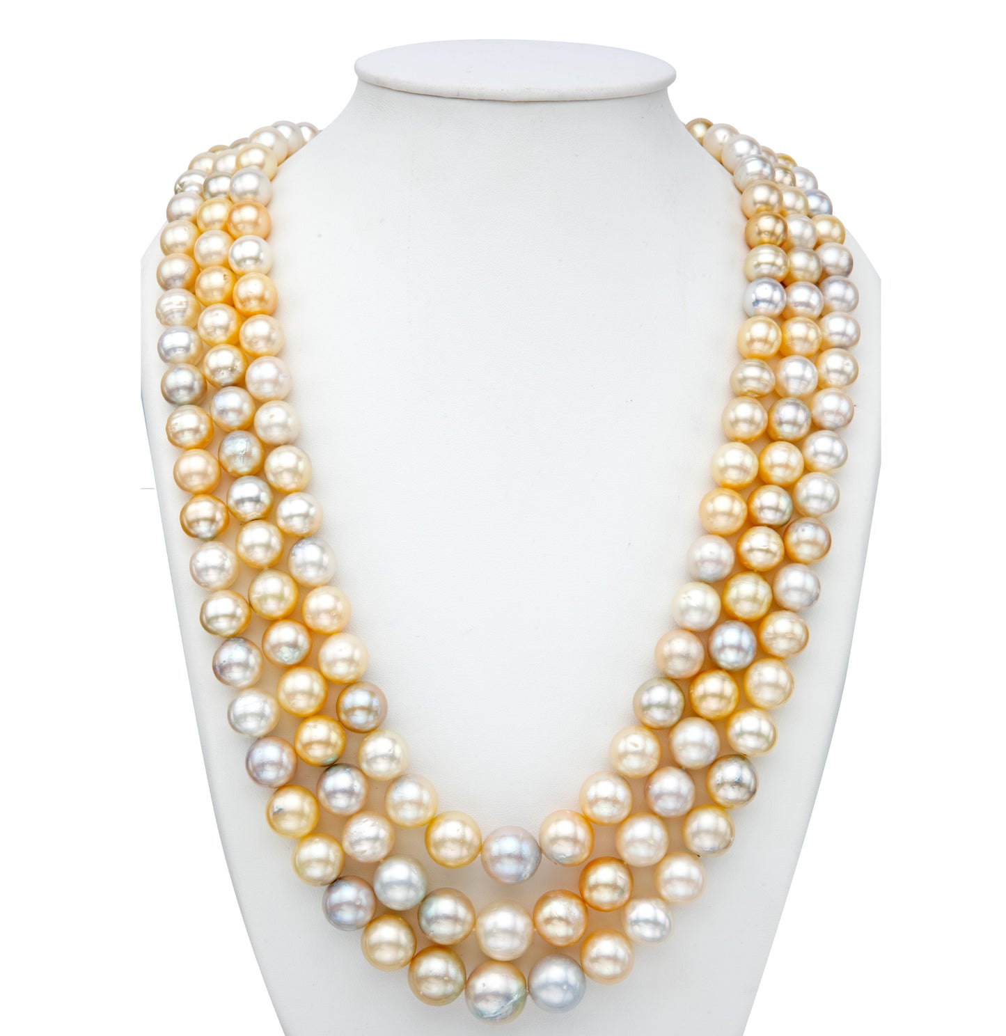 12.0-14.0mm Multi Shaded South Sea Pearls Necklace Set-A Quality