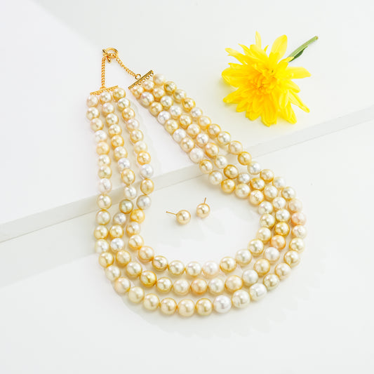12.0-14.0mm Multi Shaded South Sea Pearls Necklace Set-A Quality
