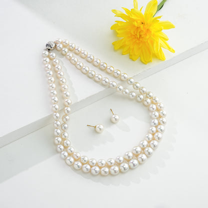 10.0-11.0mm Cream Near Round South Sea Pearls Necklace Set- AA Quality