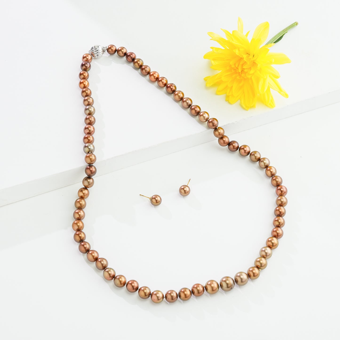 10.0-12.0mm Chocolate Tahitian Pearls Necklace Set (Opera Length)-AA Quality