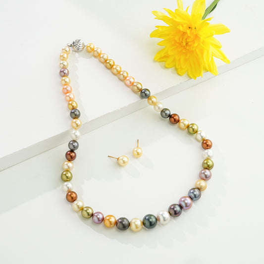 8.0-14.0mm Superior Multicolor South Sea Pearl Necklace Set -A Quality
