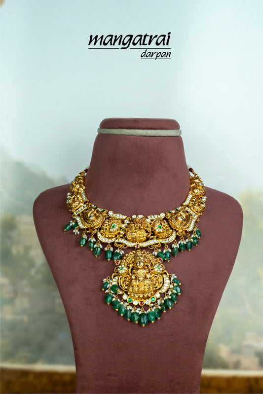 Heritage Lakshmi Emerald Temple Stone Necklace