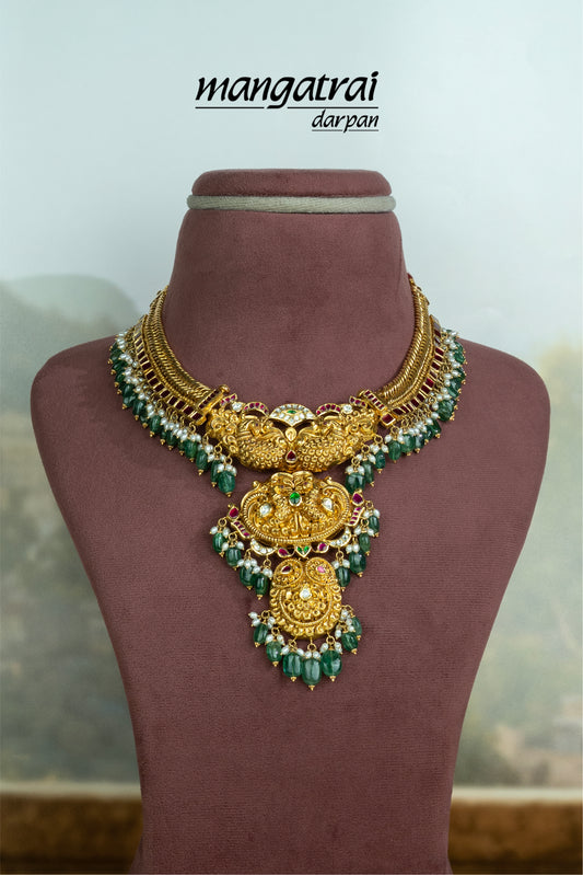 Heritage Peacock Emerald Stone Necklace