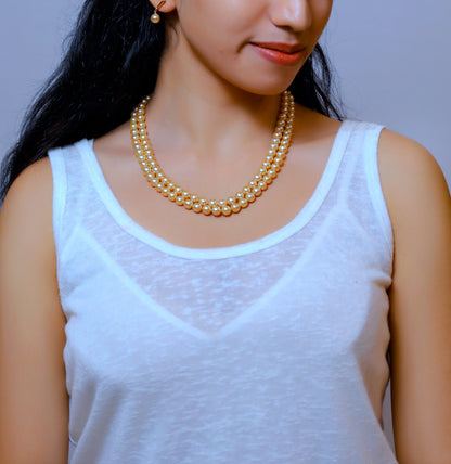 Grading Golden Round Akoya Saltwater Pearls Necklace Set - AA Quality