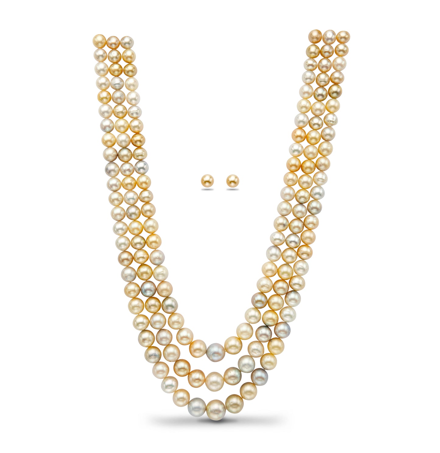 12.0-14.0mm Multi Shaded South Sea Pearls Necklace Set-A Quality