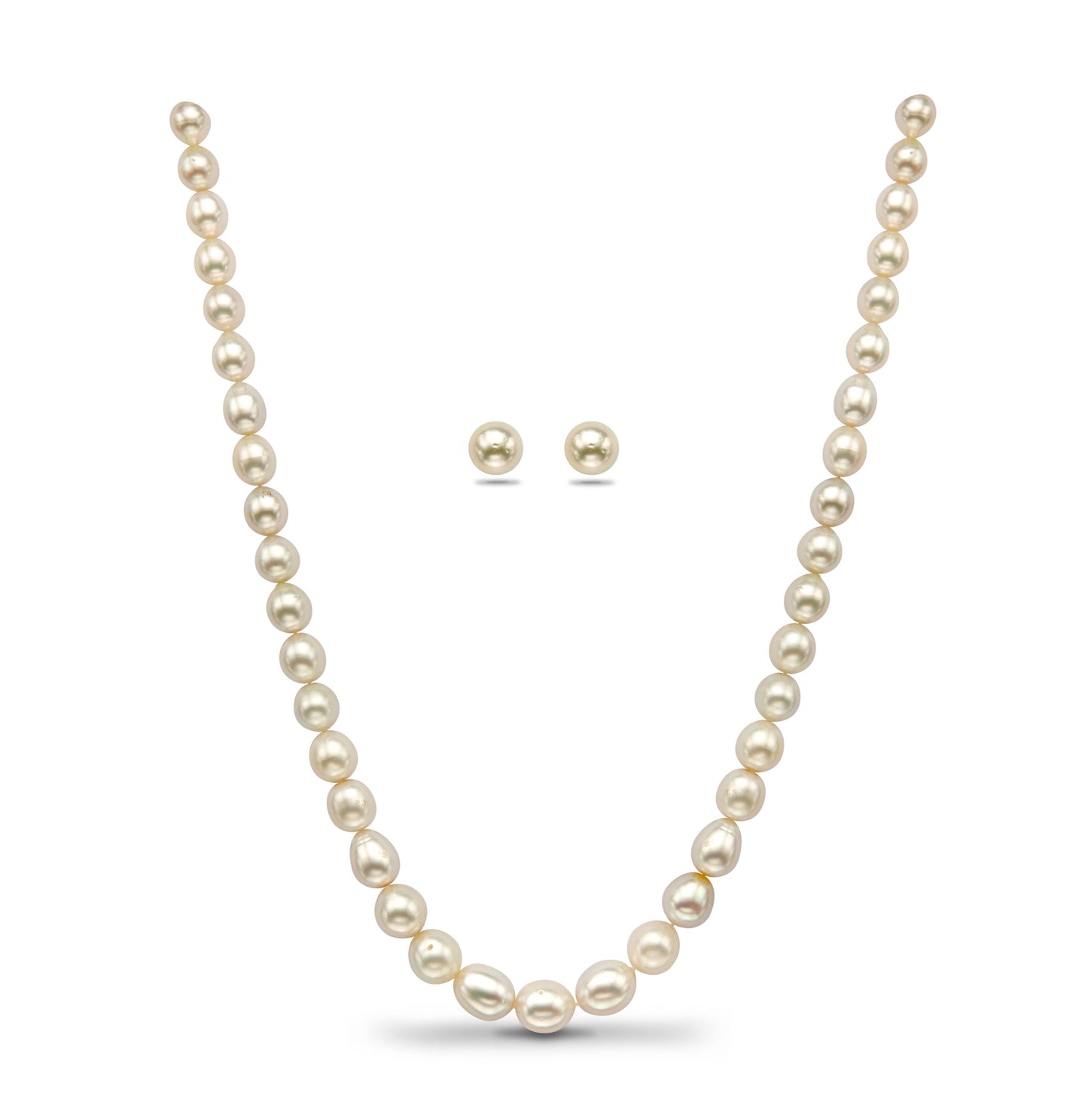 10.0-11.00mm Cream Near Round Grading South Sea Pearls  Necklace Set-AA Quality