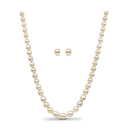 10.0-11.00mm Cream Near Round Grading South Sea Pearls  Necklace Set-AA Quality