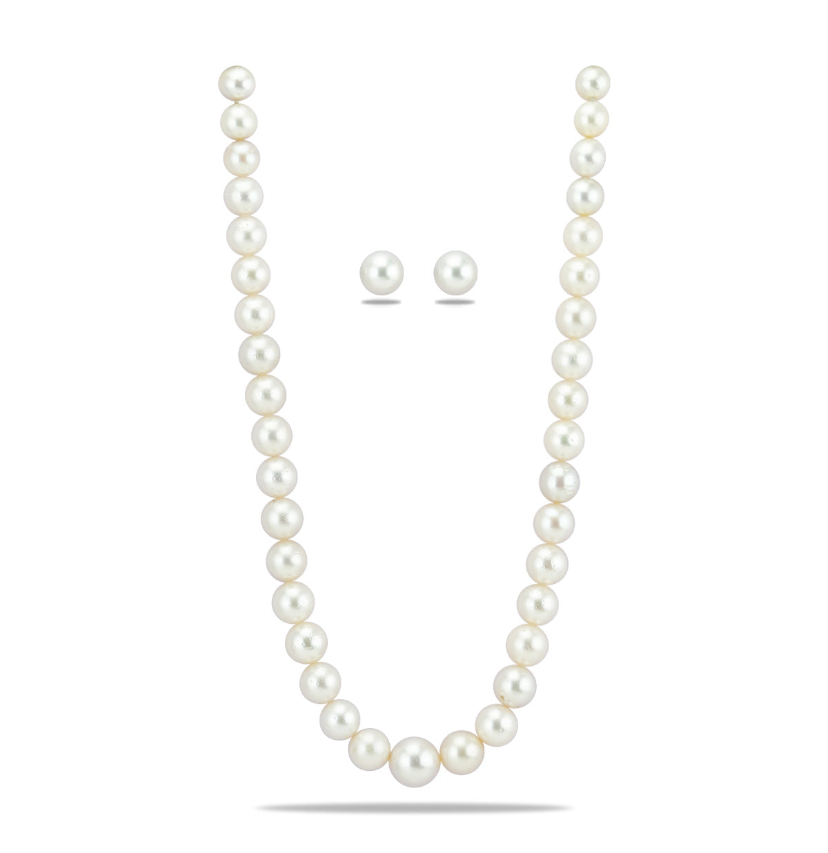 12.0-15.0mm White Near Round South Sea Pearls Necklace Set-AA Quality