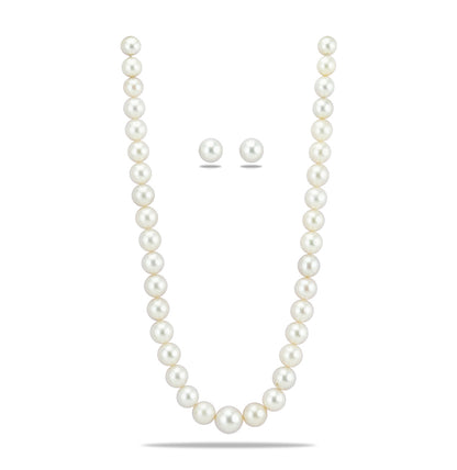 12.0-15.0mm White Near Round South Sea Pearls Necklace Set-AA Quality