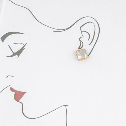 Aurora Shell Clover 18K Rose Gold Pearl Earrings