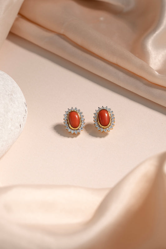 Elegant Natural Coral Stone Earrings