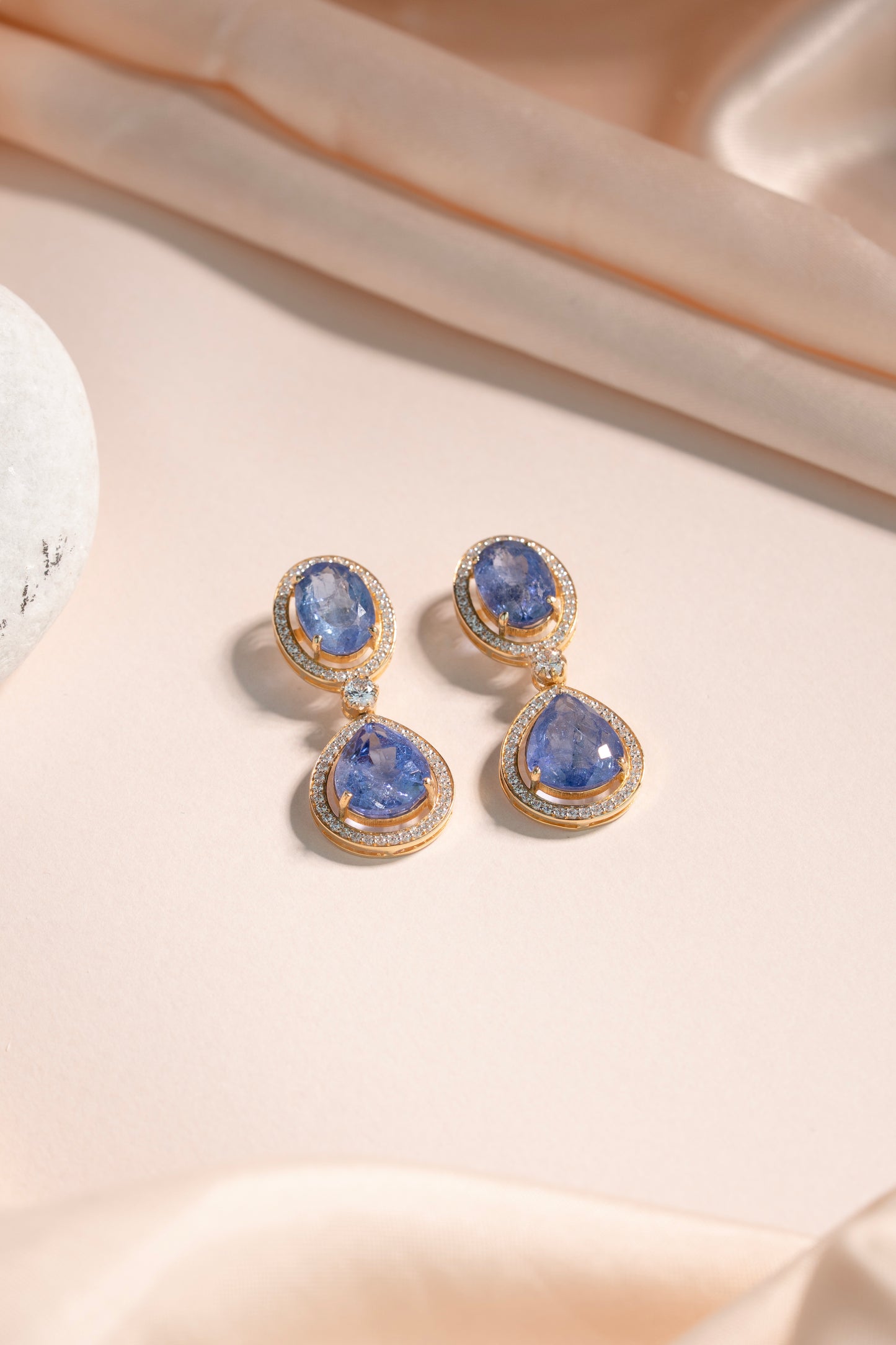 Royal Blue Sapphire Stone Earrings
