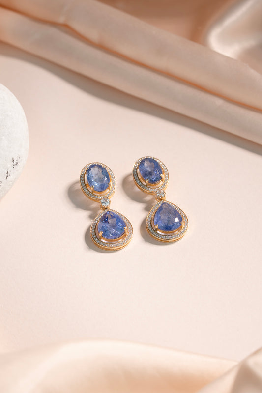 Royal Blue Sapphire Stone Earrings