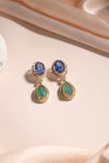 Blue Sapphire & Emerald Drop  Stone Earrings