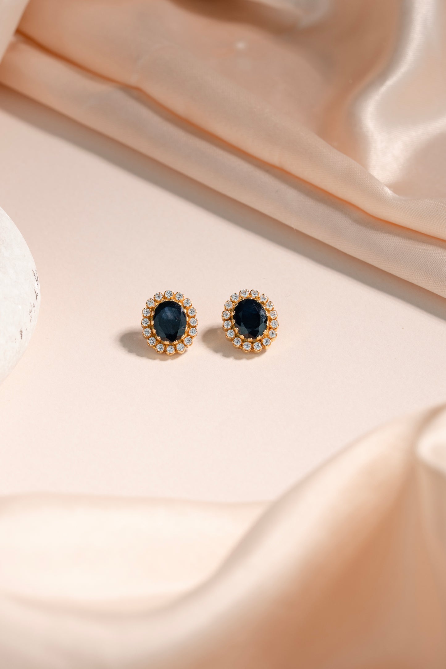 Premium Oval Blue Sapphire Stone Earrings