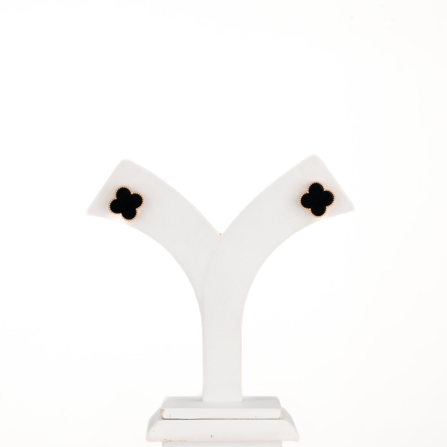 Elegance Black 18K Rose Gold Stud Earrings