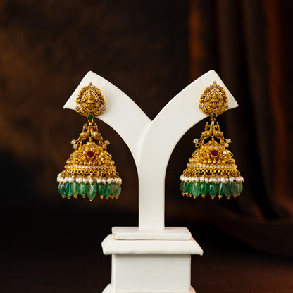 Brilliant Ruby Emerald Pearl Stone Earrings