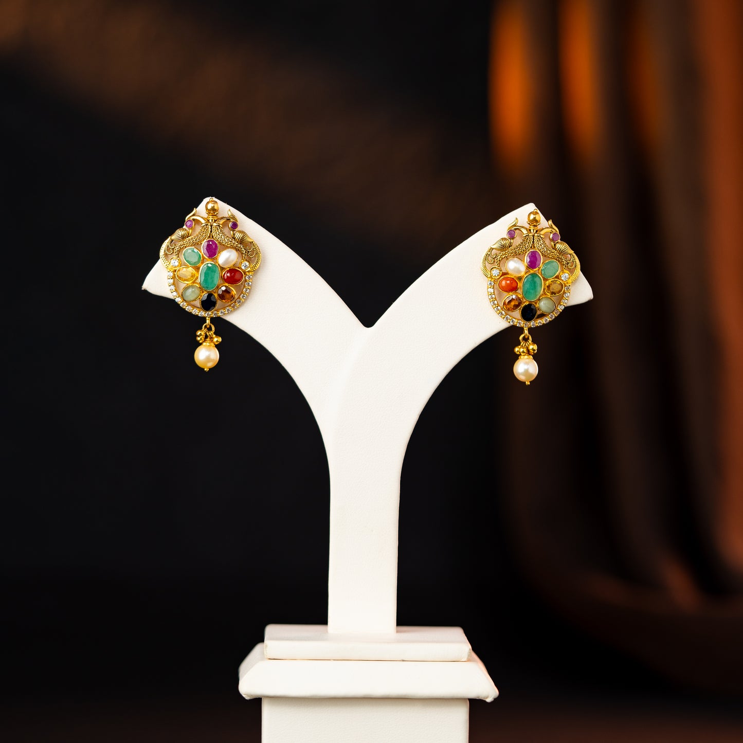 Traditional Navratan Stone Earrings