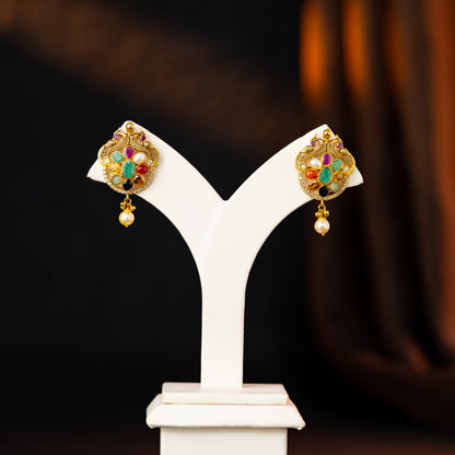 Traditional Navratan Stone Earrings