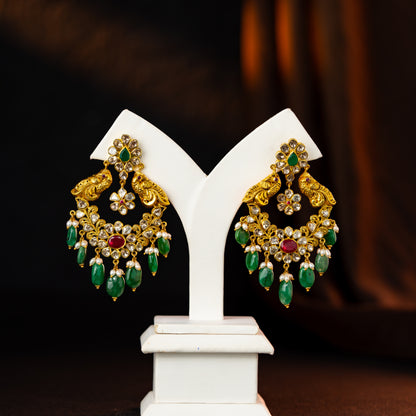 Stunning Ruby Emerald Stone Earrings