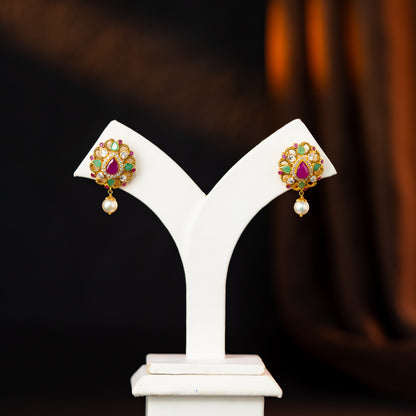 Classic Ruby Emerald Stone Earrings