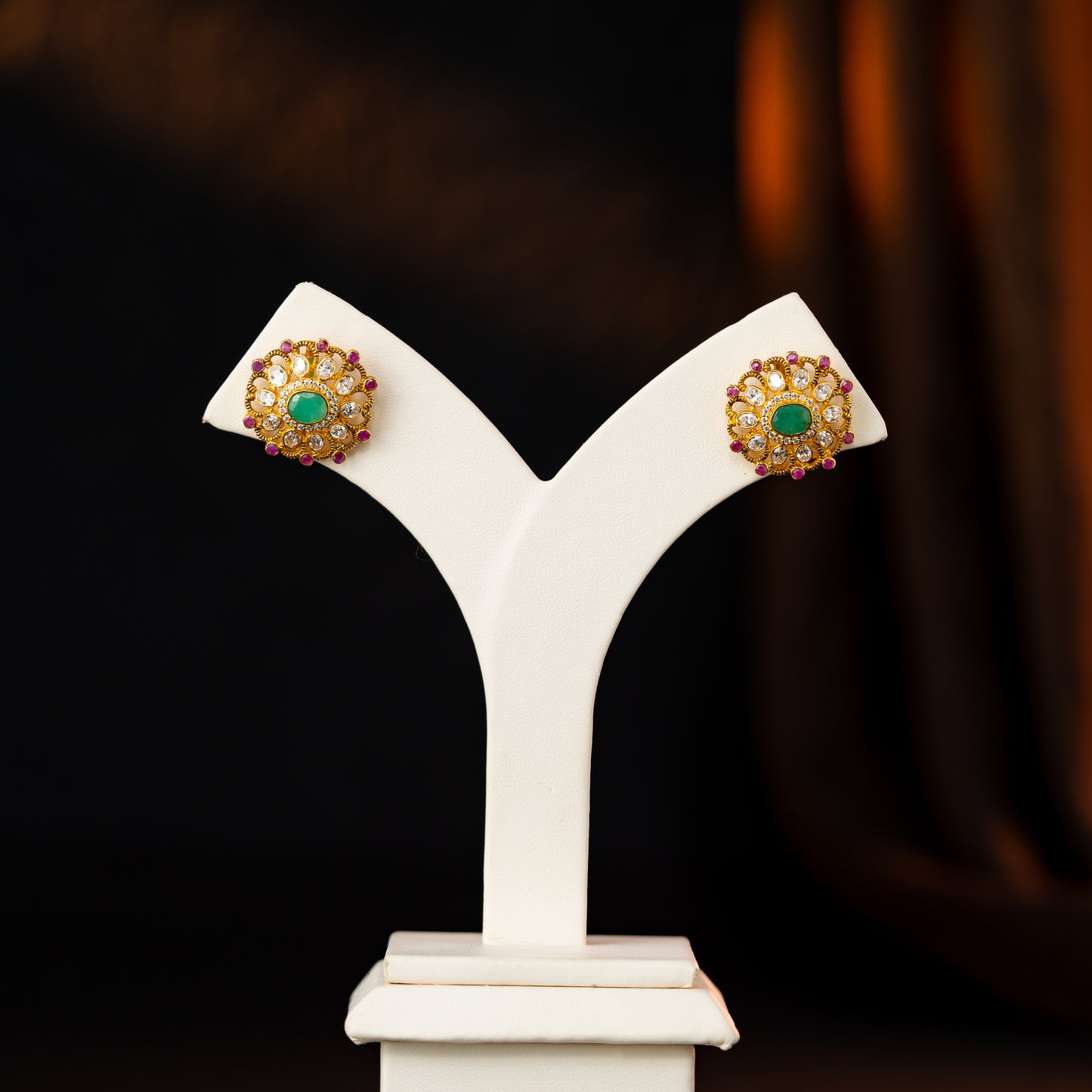 Vibrant Emerald Stone Earrings