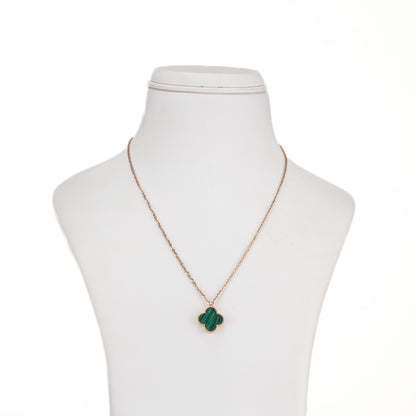 Malachite Clover Necklace with 18K Rose Gold Chain
