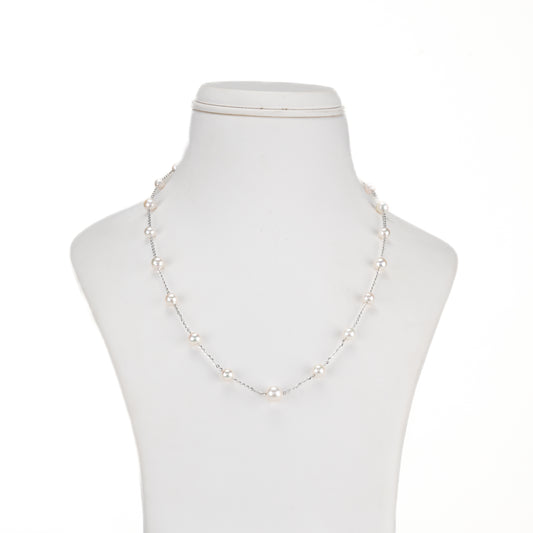 5.0-6.0mm Akoya Saltwater Pearl With 18K White Gold Chain -AAA Quality