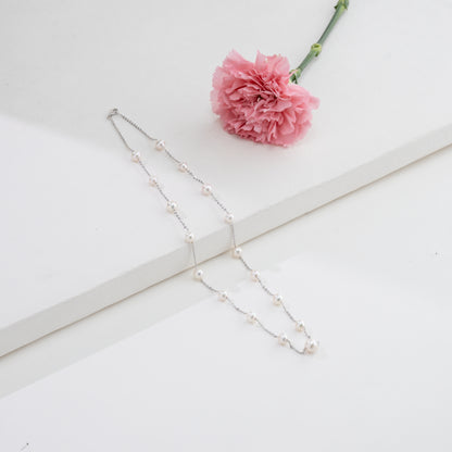 5.0-6.0mm Akoya Saltwater Pearl With 18K White Gold Chain -AAA Quality