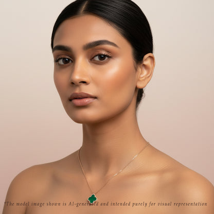 Malachite Clover Necklace with 18K Rose Gold Chain