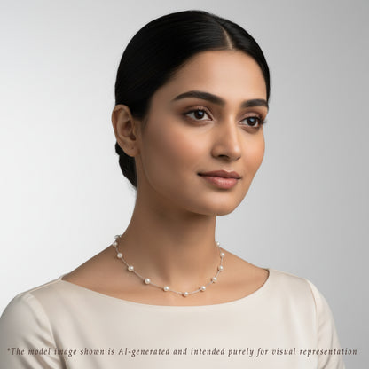 5.0-6.0mm Akoya Saltwater Pearl With 18K White Gold Chain -AAA Quality