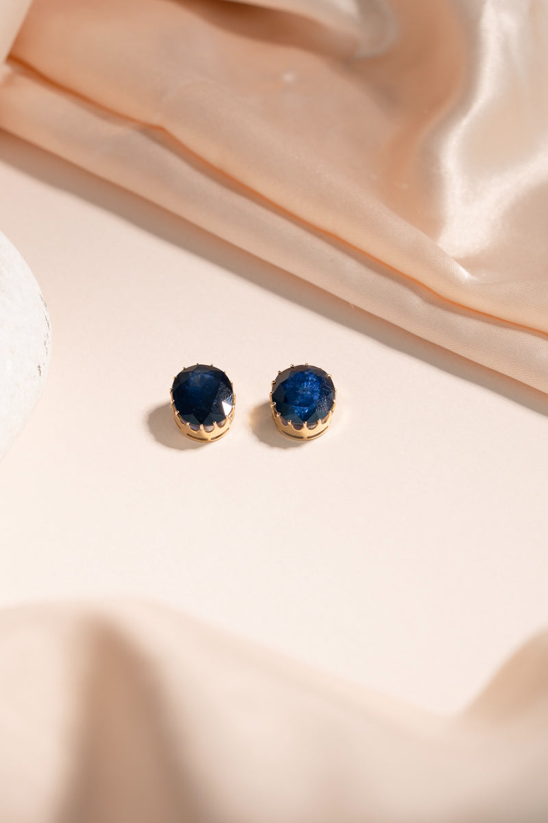 Royal Blue Sapphire Gold Earrings