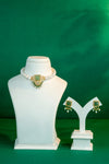 Elegant Emerald Pearl Bridal Necklace Set