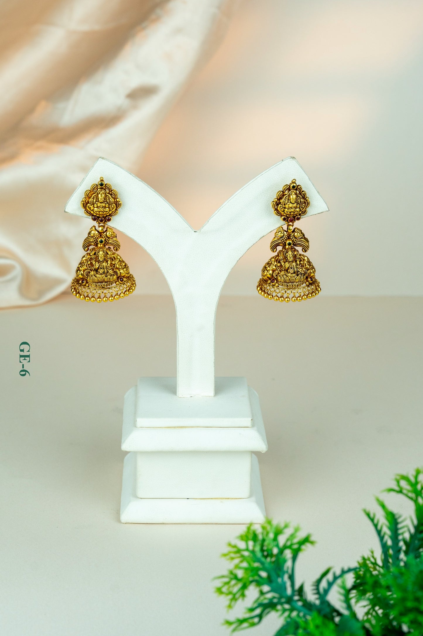 Traditional Temple Jhumka Gold Earrings